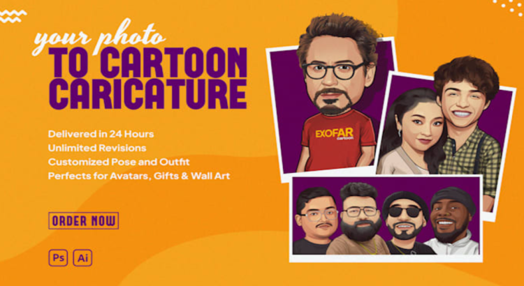 I will create cartoon or caricature portrait from your photo